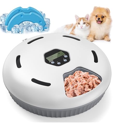 Sweetypet Smarter Futterautomat Katze Mit Khlung  5 Fcher Fr Nass- &  Trockenfutter, App-Steuerung