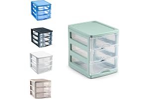(17 X 13.5 X 17cm, Mint Green With 3 Clear Drawers)