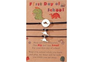 SIXDUTON 2/3 Pièces Bracelets Mère Fille Fils, Bracelets Cadeaux De Retour à L'école Ensemble, Assortis Coeur Dinosaure Souhait Premier Jour D'école Cadeau