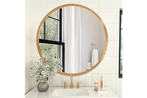 AOAOPQ Small Matte Frame Circle Mirror for Wall - Round for Bathroom, Entryway, Living Room, Hallway, Bedroom - Gold Vanity