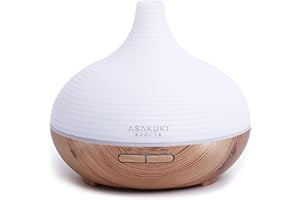 ‎ASAKUKI ASAKUKI 300ml Aroma Diffuser für Duftöle, Premium Ultraschall Luftbefeuchter Aromatherapie Öle Diffusor mit 7 farbigem LED Licht, BPA Free Schlafzimmer, Büro, Spa