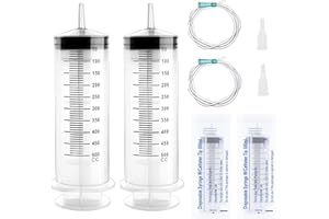QHSXMQ 2 Stück 500 ml Spritze mit Schlauch,Große Spritze Wiederverwendbar,Plastikspritze mit Kappe,Großer Kapazität Spritzen,Einzeln Versiegelte Spritzen für Labor,Industrie,Haustierfütterung