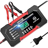 LACITENY Cargador Baterias Coche 12V 10A Cargador de baterias Coche y Moto Inteligente con Reparación y Pantalla LCD y Múltip