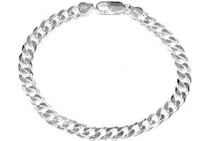 Treasure Bay Mens Solid 925 Sterling Silver Chain Bracelet - 7mm Curb Chain Length 18.5cm, 19.5cm, 20cm, 21cm and 23cm