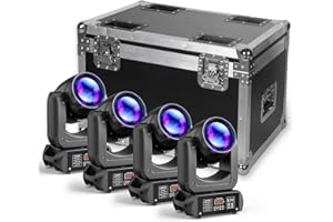 WZYBUTA Confezione da 4 faretti 150W Teste Mobili LED RGBW Beam Wash con 1 custodia Fly Case