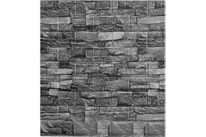 Trafagala 10pcs Black Brick Wallpaper Wall Panels 70×77cm Brick Effect Wallpaper Self Adhesive DIY Wall Stickers Waterproof PE Foam Panel Wall Tiles for Bedroom Kitchen Living Room Bathroom Home