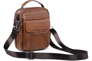 hengwin Petit Sac Bandoulière en Cuir Sacoche Bandouliere Homme Pochette Ceinture Banane pour Téléphone Portable Sac à Main + Porte-clés iPhone 16 15 14 Pro Max Plus 13 12 11 Pro XS XR (Marron)