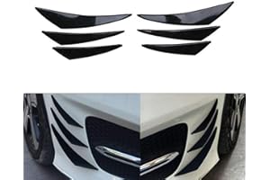 ‎AREYOURSHOP Areyourshop 6 Stück Universal Carbon Fiber PP Auto/Auto Frontstoßflosse Spoiler Canards Black C207-A007