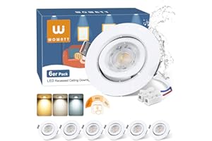 wowatt Lot de 6 Spot LED Encastrable 68mm Orientable, 6W 640LM Spot LED Dimmable, Blanc Chaud 3000K Blanc Neutre 4000K Blanc Froid 6000K Réglable, IP44 Spot Salle de Bain Extra Plat pour Salon Cuisine