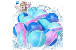 MARYPATY Bombe a eau Réutilisable Ballon à Eau Remplissage Rapide Silicone, Jeux d'eau Plage Jouets Piscine a Balles Aquatiques Jeux Exterieur de Plage Enfants Filles Garçons Adulte (12Pcs)