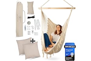 ‎BM BELLAMATILDA BELLAMATILDA® Hängesessel inkl 3 Kissen + 360° Montagezubehör - Outdoor & Indoor XXL Hängeschaukel für Erwachsene & Kinder - Hängesitz/Hängestuhl bis 150kg für Garten, Wohnzimmer, Balkon (B.)