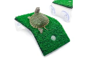 Small Turtle Basking Platform Simulation Grass Turtle Ramp, Turtle Resting Basking Dock Floating Décor for Aquatic Turtle Reptile Frog Terrapin