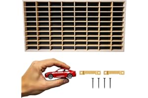 ART TWIST HOME Vetrina Vitrina Expositora para Colecciones con 80 Compartimentos | Expositor Coches Hot Wheels | Vitrina Pared 40cm x 78cm x 4cm | Expositor de Madera (Negro)