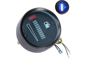 Tefola Indicador de Calibre de Medidor de Combustible, Medidor de Nivel de Combustible, Universal de Puntero, Resistencia Ajustable Led de 52mm de Diámetro 12V para Auto Motocicleta Barco