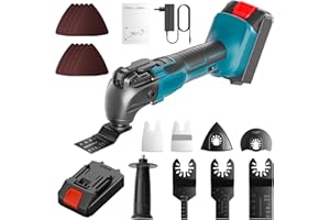 Ovshnrr Herramienta Multifunción Oscilante 6000-20000 RPM Herramientas Oscilantes con 6 Velocidades Angulo de Oscilación de 4°, para Aserrar, Raspar, Moldear, Pulir