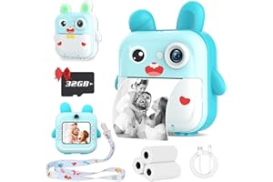TOYOGO Kids Camera Instant Print,1080P HD Digital Camera for Kids with 32G SD Card, Instant Print Camera with 3 Rolls of Print Paper,Christmas Birthday Gifts for 3-12 Year Old Girls Boys-Blue