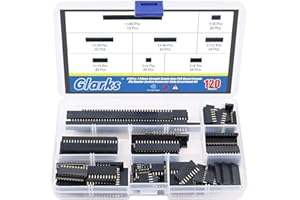 Glarks 120Pcs 2.54mm Straight Single Row PCB Board Female Pin Header Socket Connector Strip Assortment Kit for Arduino Prototype Shield(Single Row)