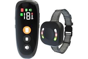Meloive Collar de Adiestramiento para Perros,Collar Recargable con Rango de Control Manual 3000 Metros,4 Modos de Adiestramiento Efectivos Fuerte Vibración/Sonido/Vibración/Luz LED
