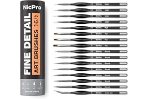 Nicpro 16 Pezzi Pennelli per Dipingere in Custodia, Set Pennelli Fine Pittura per Artisti Vernici Acriliche, Acquerelli, Oli, Guachi, Miniatura Pittura