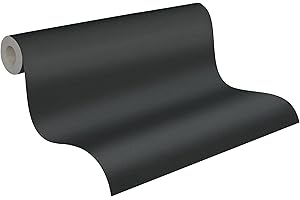 A.S. Création Papier Peints Uni Cuba intissé - 10,05m x 0,53m - Noir Fabriqué en Allemagne 371781 37178-1