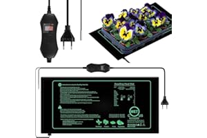 Euakee Heizmatte Pflanzen mit Thermostat, Zimmergewächshaus Anzuchtplatte Heizkissen Wärmematte zur Keimung und Temperatur-Regulierung, ideal für Sämlinge, Haustiere und Reptilien