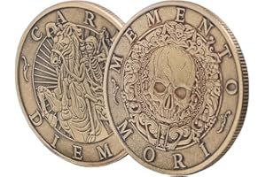 Alnicov Monete da Collezione Medaglia Memento Mori Carpe Diem Stoicismo Monete Souvenir Finitura Antica Regalo Ufficiale per la Pratica stoica Quotidiana