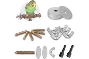 AIQI 10er Set Astschrauben Edelstahl Befestigungsset zum Selbstbau von Sitzstangen Käfigbefestigung von Vogelspielzeug Sitzstangen Sitzbretter Wellensittiche zubehör mit Eindrehwerkzeug M6