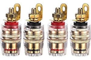 RUNCCI-YUN 4 Pezzi Presa a Banana Jack 4 mm, Connettori a Banana Femmina, Connettore a Spina Banana, 4mm Connettore Banana Jack Terminale del Binding, Connettore Postale, Montaggio a Pannello