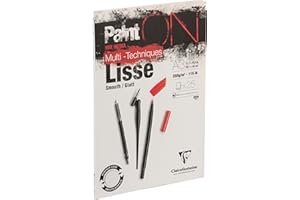 Clairefontaine 975730C – Blok rysunkowy PaintON Multi-techniques – 25 arkuszy papieru do technik mieszanych z gładką powierzchnią – biały – A3 29,7x42 cm 250 g