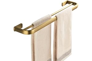 Flybath Barre Porte-Serviette Double Laiton Salle de Bain Support de Serviette Mural, 57 cm / 22,44 Pouces, Bronze Brossé