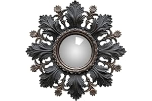 CHEHOMA - Miroir Convexe enchanteur avec Feuilles et Fleurs - Artisanat élégant pour des intérieurs élégants
