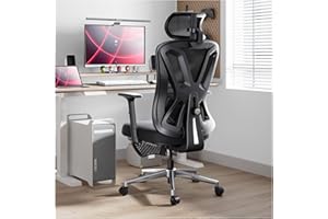 Hbada Ergonomiczne krzesło biurowe, krzesło biurkowe z podparciem sprężyn materacowych, obrotowe krzesło komputerowe z podnóżkiem