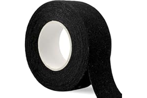 KMKANPO 1 rollo 25 mm × 10 m cinta antideslizante para palos de deportes (negro)