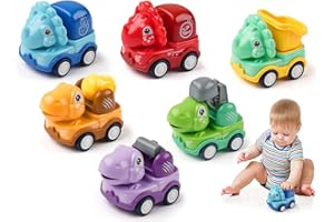 Deepton 6 Pcs Car Toys for 1-2 Year Old Boys Dinosaur, Toy Cars for Toddlers, Pull Back Cars, Dinosaur Toys for Girls Boy, Baby Cars, Birthday Gifts Age 1 2 3 Year Olds Boys