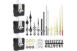 CoKeeSun Juego de Mecanismo Reloj de Pared, Maquinaria Reloj Pared Pilas, Movimiento de Reloj de Cuarzo Silencioso, con 6 Pares de Eje Largo y Corto, para DIY, Reparación, Reemplazo de Piezas