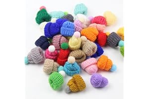 Elepl 50 Stück Mini Hüte Strickmützen Nikolausmütze Klein Mini Hut Weihnachtsmützen Gemischte Farbe Mini Mütze Miniatur Party Hüte für DIY Weinflasche Deko Christmasbaumschmuck Puppenzubehör 2 Stile