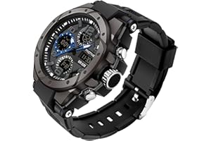 FINDTIME Montre Militaire Tactique de Sport pour Homme Chronomètre à Grand Cadran, Alarme, Double Affichage de l'heure, rétroéclairage, Montre-Bracelet étanche pour l'extérieur, analogique numérique