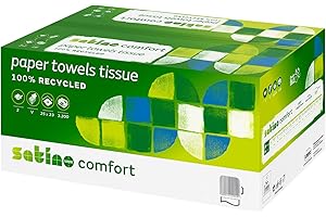 ‎SATINO Satino by WEPA Comfort Papierhandtücher 2-lagig I hochweiß I V-Falz I 25x23cm I 3.200 Blatt (20x160) I Format Tissue I PT3 I 100% Recycling