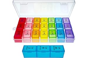 ZVZM Tablettenbox 7 Tage Morgens Mittags Abends, Pillendose 7 Tage, Tablettenbox 7 Tage 3 Große Fächer, Medikamentenbox 7 Tage 3 Fächer, Tabletten Organizer FüR Kinder äLtere und Arthritische HäNde.