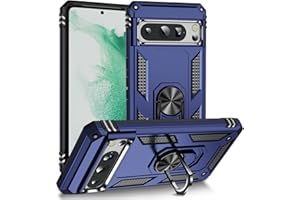 Fetrim Funda para Google Pixel 8 Pro, Carcasa Shock Absorción de con Anillo de rotación Soporte para Google Pixel 8 Pro Azul Marino