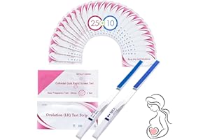 NAILGELER 25 Test Ovulazione + 10 Test Gravidanza, Test di Ovulazione e Gravidanza, Monitoraggio Attendibile del Ciclo e del Periodo Fertile, Bastoncini Sensibili Predittivi di Fertilità (25 LH +10 HCG)