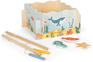 small foot Jeu de pêche en Bois, avec 2 Cannes magnétiques, Jouet de motricité, dès 2 Ans, 12627