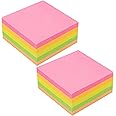 GLUN® 400Pcs Super Sticky Note Pad, Plain Notes for Lists and Longer Notes, 2 Times Sticking Power in Bright Neon Colors Size 3X3 inch (2)