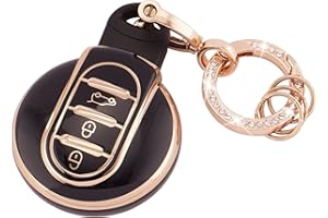 Koaudb Cover Completa Chiave Auto per BMW Mini Cooper Portachiavi Cover Soft TPU con Portachiavi Adatta per BMW MINI Cooper F54 Clubman F55 F56 F57 F60 Countryman 3 Pulsanti Smart Key (R-Mn-B)