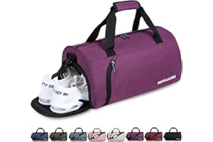 BECOJADDE Sporttaschen für Damen und Herren, 25L Reisetasche Duffel Bag Übernachtungstasche mit Schuhfach & Nassfach, wasserdichte Handgepäcktasche für Sport, Fitnessstudio, Schwimmen, Lila