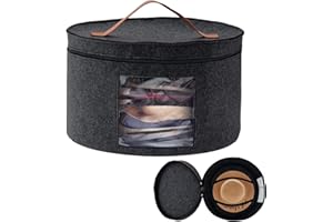 Bestcool Scatola Portaoggetti per Cappelli con Coperchio, Cappelliera Pop-up da 17 Pollici di Diametro Cappelliera Rotonda per Riporre Cappelli Grandi e Robusti, Contenitori da Viaggio Rotondi(Nero)