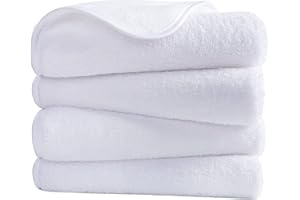 Polyte - Toalla de Manos de Microfibra superabsorbente antipelusa - Secado rápido - Blanco - 40 x 76 cm - Pack de 4