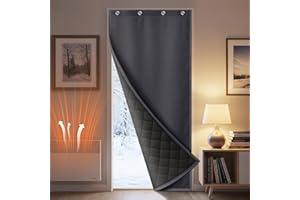 ‎PLODAXE PLODAXE Türvorhang Kälteschutz Selbstklebend, Wasserdicht Dicker Wärmeschutzvorhang Tür Thermovorhang mit Ösen, 1 Stück, Gegen Kälte und Hitzen für Haustür, Schlafzimmer(Grau, B82xH204cm)