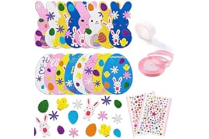 ONESHLEE Ostern Basteln Kinder, DIY Osterdeko Bastelset, Ostern Aufkleber Sticker Fensterbilder Hase Eier Form, Bastelzubehör Bastelmaterial Set Kindergarten Geburtstagsfeier Geburtstag Geschenk Mädchen Jungen