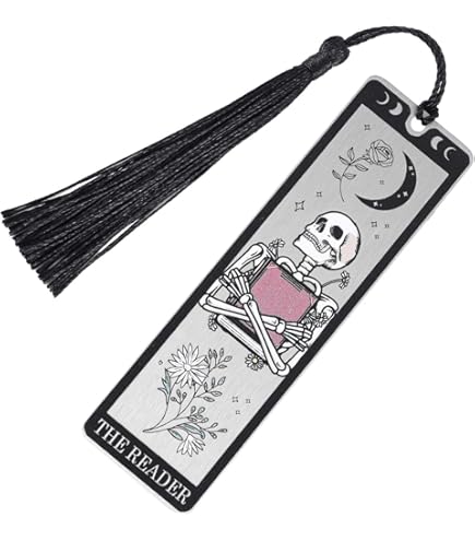 2 PCS Skeleton Tarot Bookmark Metal Gothic Horror Bookmarks Unique Skeleton Bookmark Creative Horror Book Accessory With Tassels For Book Lovers Occult Enthusiasts Halloween Christmas Gift - View #5